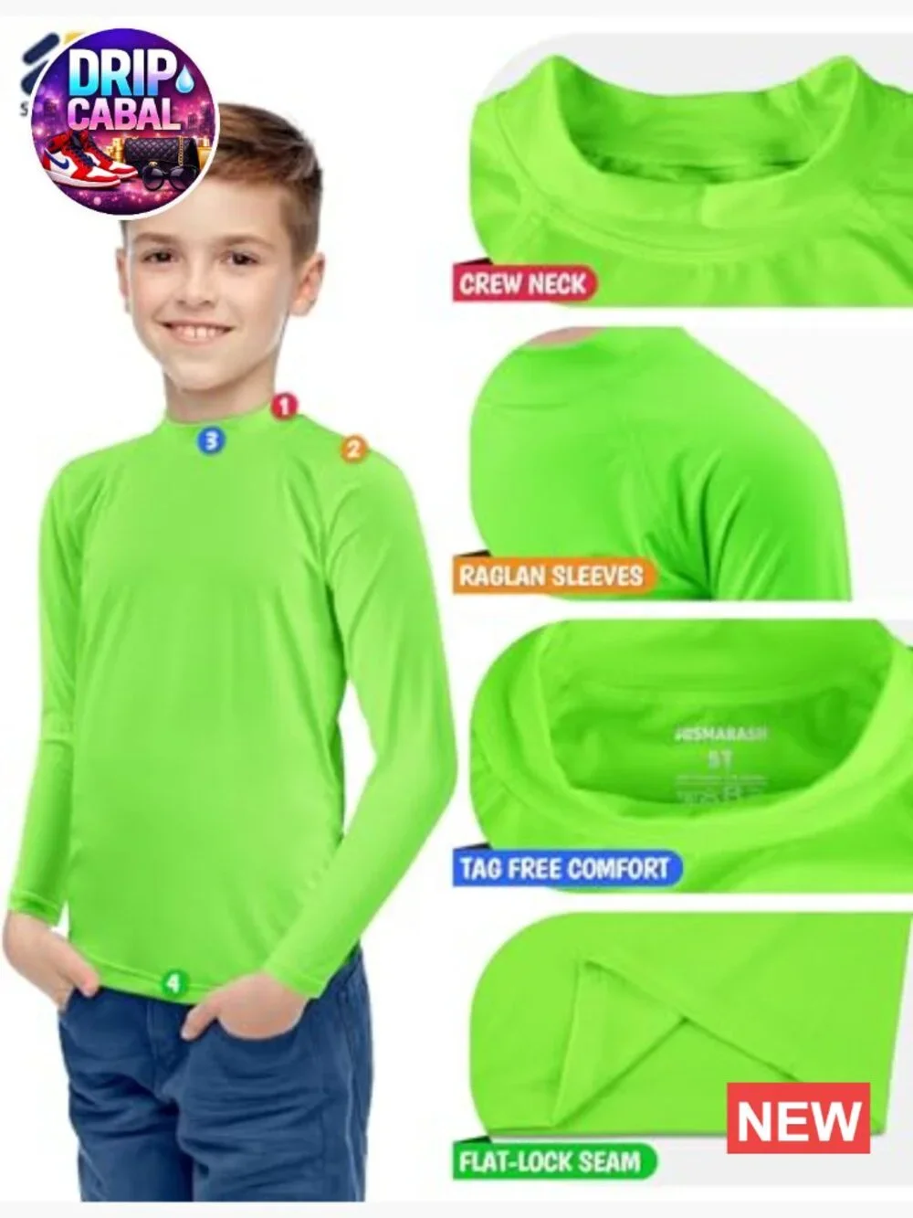 Boys UPF 50 Long Sleeve Rash Guard Swim Shirt Toddler Sun Protection